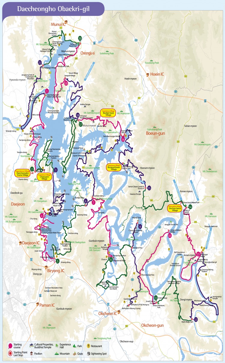 Map of Daecheongho Obaekri-gil