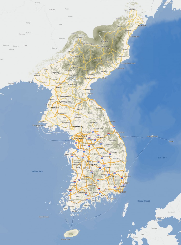 Large size map of Korea (1764px X 2382px)