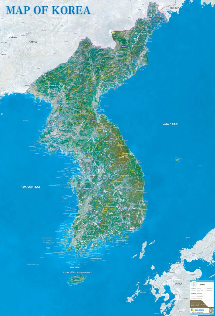 Satellite map of Korea