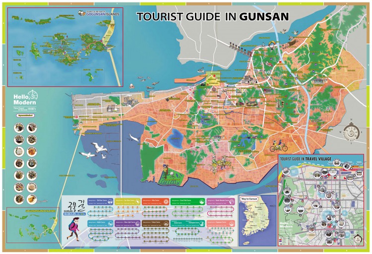 Tourist guide and map of Gunsan and Gunsan islands