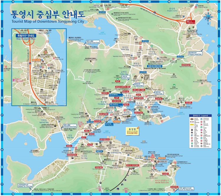 English Tourist map of downtown Tongyeong city