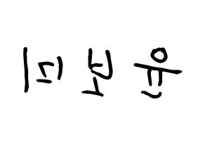 KPOP idol Apink  윤보미 (Yoon Bo-mi, Yoon Bo-mi) Printable Hangul name fan sign, fanboard resources for concert Reversed