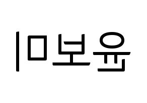 KPOP idol Apink  윤보미 (Yoon Bo-mi, Yoon Bo-mi) Printable Hangul name fan sign, fanboard resources for light sticks Reversed