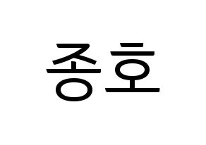 KPOP idol ATEEZ  종호 (Choi Jong-ho, Jongho) Printable Hangul name fan sign, fanboard resources for light sticks Normal