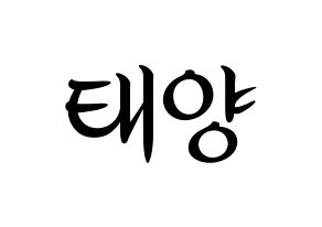 KPOP idol BIGBANG  태양 (Dong Young-bae, Taeyang) Printable Hangul name fan sign, fanboard resources for concert Normal