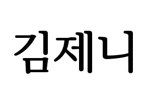 KPOP idol Black Pink  제니 (Kim Jennie, Jennie) Printable Hangul name fan sign, fanboard resources for LED Normal