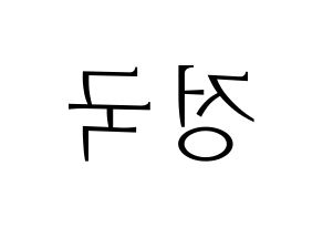 KPOP idol BTS  정국 (Jeon Jung-kook, JUNG KOOK) Printable Hangul name fan sign & fan board resources Reversed