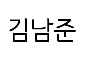 KPOP idol BTS  RM (Kim Nam-jun, RM) Printable Hangul name fan sign, fanboard resources for light sticks Normal