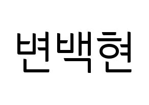 KPOP idol EXO-CBX  백현 (Byun Baek-hyun, Baekhyun) Printable Hangul name fan sign, fanboard resources for light sticks Normal