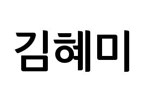 KPOP idol FIESTAR  혜미 (Kim Hye-mi, Hyemi) Printable Hangul name fan sign, fanboard resources for concert Normal