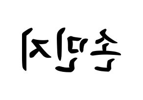 KPOP idol SATURDAY  아연 (Son Min-ji, Ayeon) Printable Hangul name fan sign, fanboard resources for concert Reversed