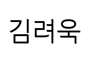KPOP idol Super Junior-M  려욱 (Kim Ryeo-Wook, Ryeowook) Printable Hangul name fan sign, fanboard resources for light sticks Normal