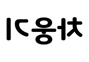 KPOP idol TOO  웅기 (Cha Woong-gi, Woonggi) Printable Hangul name fan sign & fan board resources Reversed