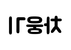 KPOP idol TOO  웅기 (Cha Woong-gi, Woonggi) Printable Hangul name fan sign & fan board resources Reversed